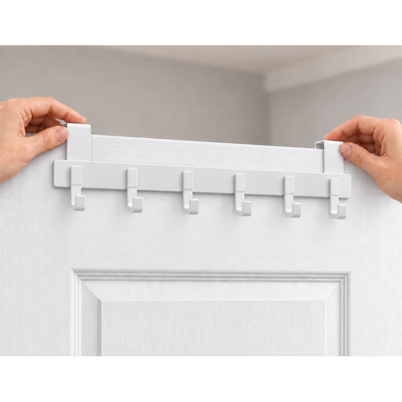 White Hooks Over The Door 6 Hooks Clothes Coat Hat