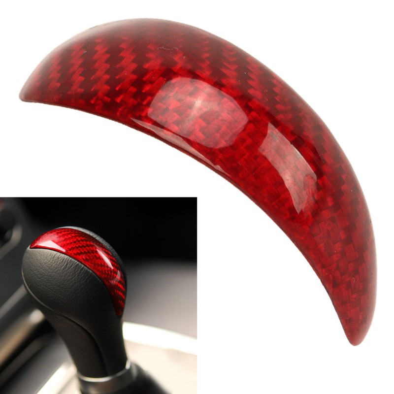 Gear Shift Knob Cover Red Red Carbon Fiber Shifter Lever