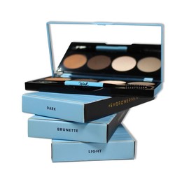 Wink Brow Perfecting Quad - Smudge-Proof Cosmetic Brow Powders with Nourishing Pomade for Flawless Brow Makeup Application - Shade: Light