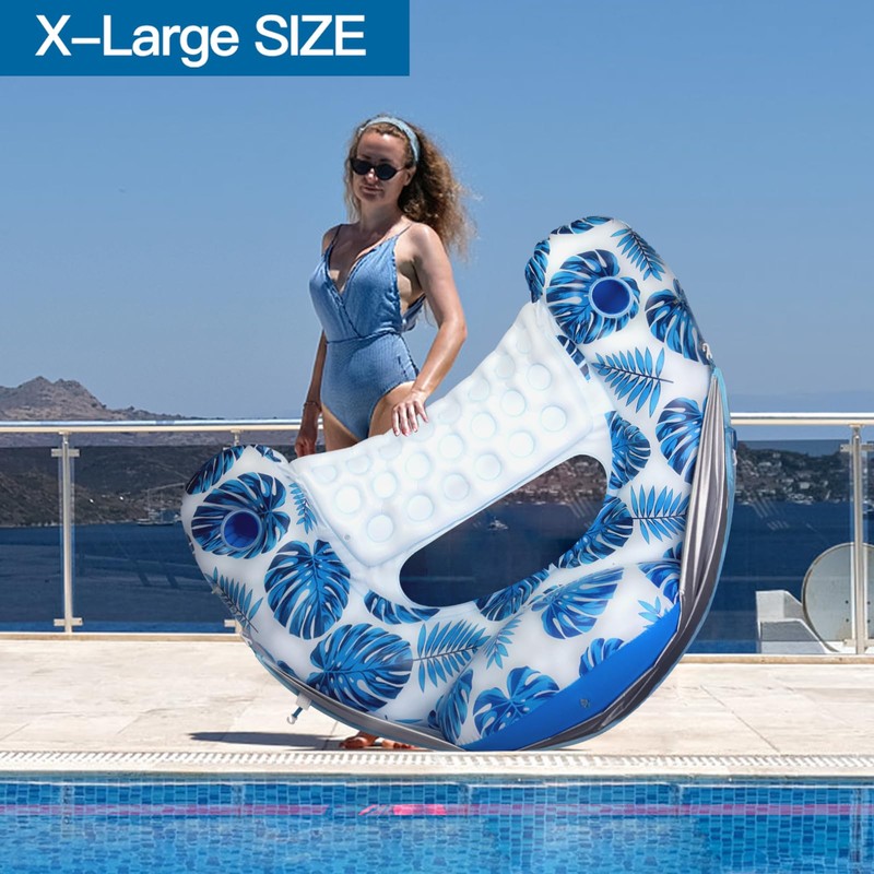 COOLCOOLDEE Pool Float with Canopy,Cup Holder - XL Pool Chair
