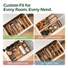 Carbonized Bamboo Kitchen Drawer Organizer, 8 Slots Silverware Organizer, Utensil