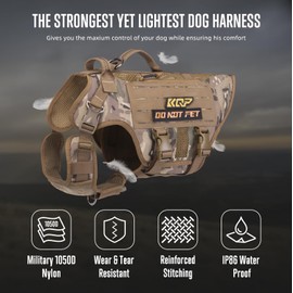 No Pull Dog Harness -Tactical Dog Harness - Breathable mesh, Pet Walking Hiking Training Vest- Dog Harness for Dogs, Service Dog, Medium, Camo