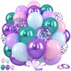 Saxuxu Mermaid Balloons, 12 Inch Pastel Purple and Teal Balloons,