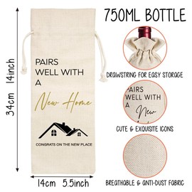 2025 New Home Wine Bag House Warming Gifts for New Homeowners New Home Couple Neighbor, Housewarming Gifts for New House Owners, Women, Closing Gifts for Home Buyers, Unique Neighbor Housewarming Gift