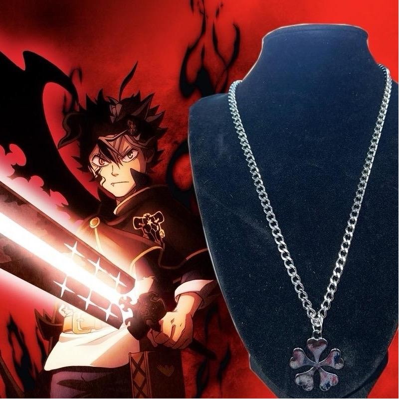 Black Clover 5 Leaf Clover 5mm Necklace Stainless Steel 22