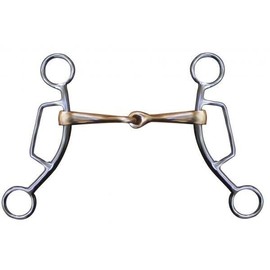 Showman Stainless Steel Sliding Gag Bit w/ 7" Cheeks & 5" Copper Mouth