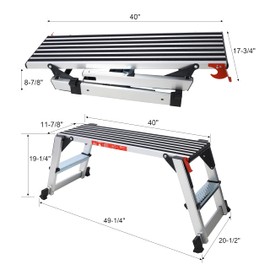 TREATLIFE HOME Durable and Stable Aluminum Platform Work Bench with Folding Design and Non-Slip Surface, 330lbs Capacity