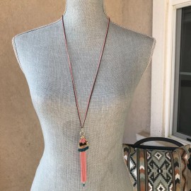 Anthropologie NWT Anthropologie Shiraleah Jewelry Pink Sloan Long Beaded Chain Tassel Necklace