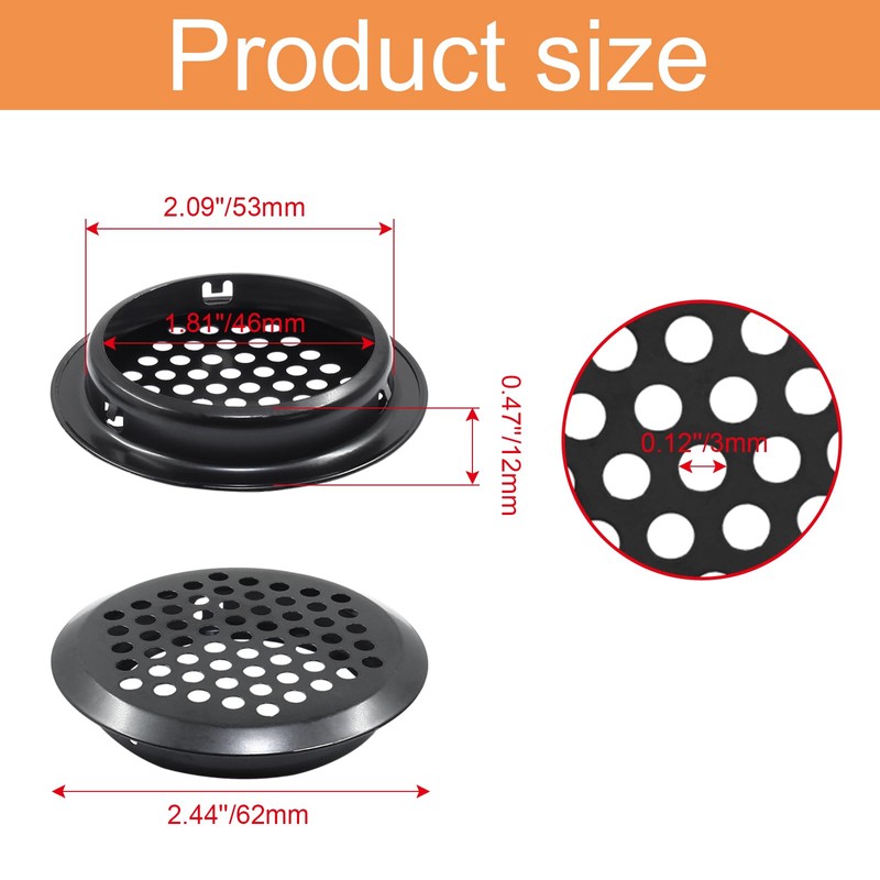 20Pcs Black Air Vents Round Soffit Vents, 2''/53mm Circular Soffit