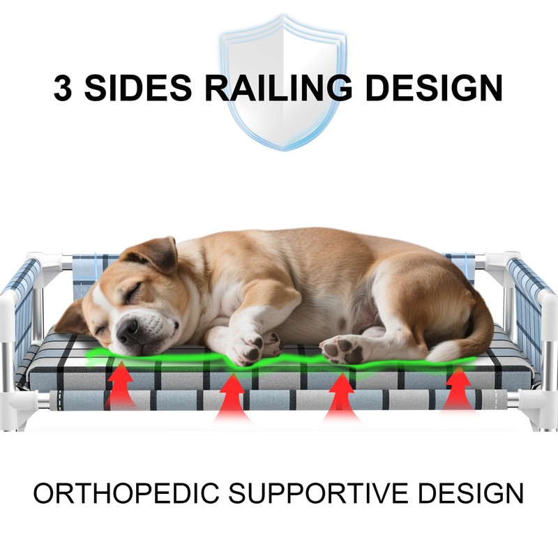 Elevated Raised Outdoor Dog Bed - Cooling Washable Dog Cot
