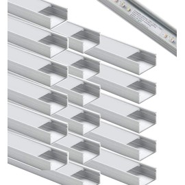 StarlandLed 18 Pack 2m/6.6ft LED Aluminum Channel 16mm Wide Aluminum Profile Track with Diffusers and Mounting Accessories for up to 16mm LED Strip