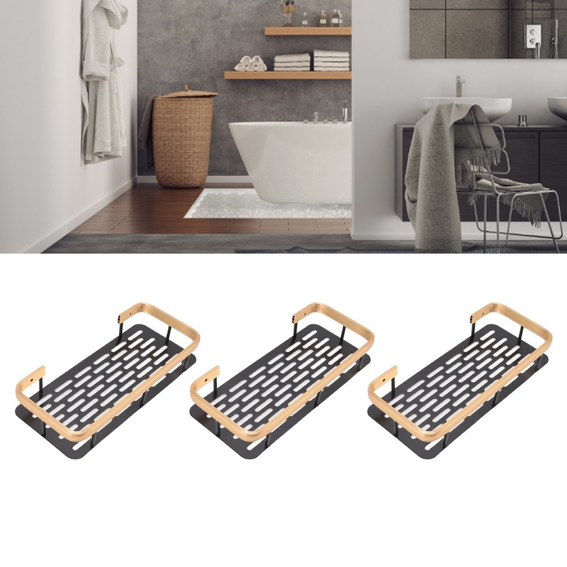 Shower Storage Rack 3 Layers Punch Free Rectangle Aluminum Shower