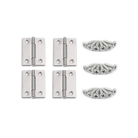 YOFASEN Stainless Steel Bearing Hinges - Home Furniture Door Hinges Cabinet Drawer Hinges Small Hinges with Matching Fixing Screws, Silver, 1.5 Inch(38 * 30 * 1.0mm) - 4pcs