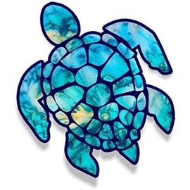 STICKY DUDE Sea Turtle Sticker Vinyl Waterproof 5 inches, Yeti Cup Cooler Box Decal Car Laptop Wall Window Bumper (Blue)