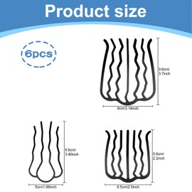 Wellrun 6 PCS Hair Side Combs U Shape Hair Fork Clips,Messy Bun Pin Teeth Hairs Sticks for Women,Vintage Updo Combs for Thick & Fine,French Twist,Hairs Styling Accessories