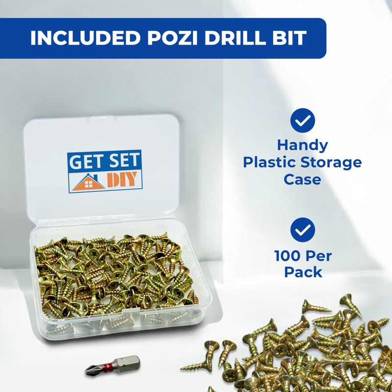 Galvanised Screws 4 x 16mm Screws (100pcs) With Pozi Drill