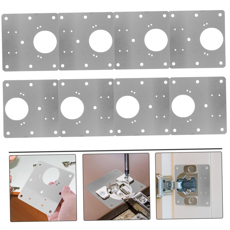 Sosoport 8pcs Cabinet Hinge Repair Plates Door Filler Plate Kit