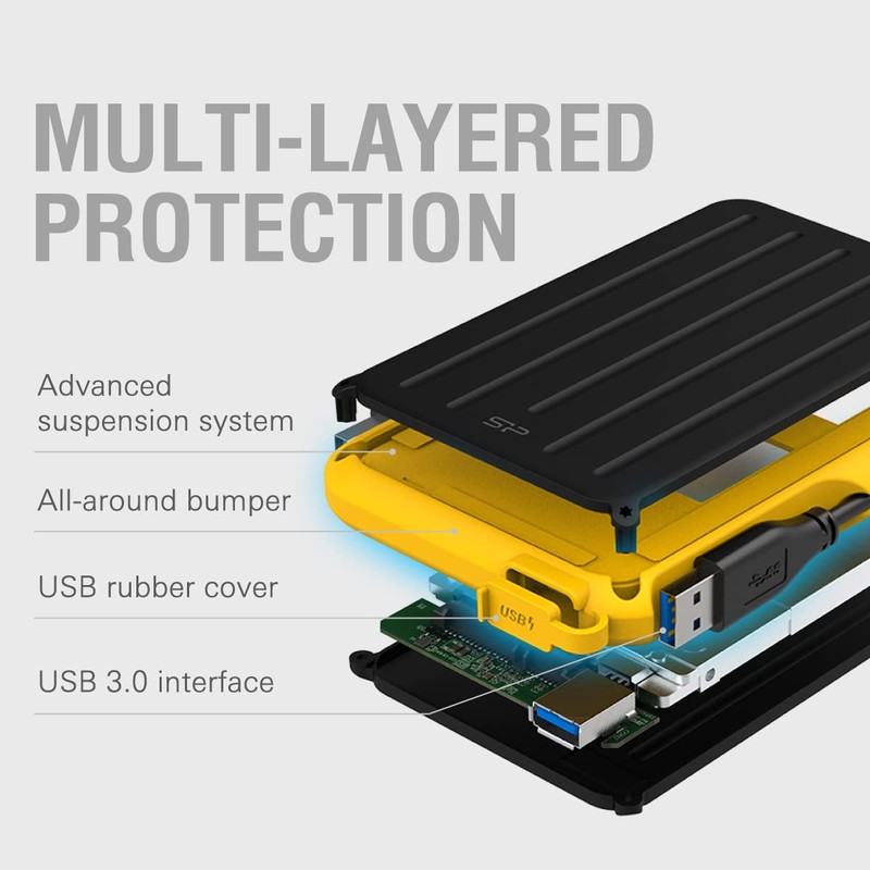Silicon Power Armor A66 1TB Rugged External Hard Drive, Military-Grade