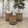 Deco 79 Seagrass Handmade Decorative and Functional Storage Basket Two-Toned