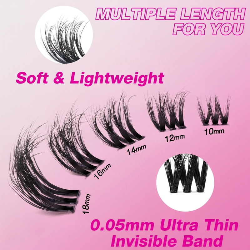 VEYESBEAUTY Eyelashes Cluster Lashes Kit 3D Individual Eyelashes False Eyelashes