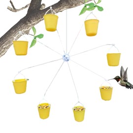 Ferris Wheel Bird Feeder, Whimsical Rotating Ferris Wheel Bird Feeder with 8 Buckets, Birds Wheel Toy with Feeder, Hanging Bird feeders for Outdoors, for Sparrows, Yellow Finch, Swallow