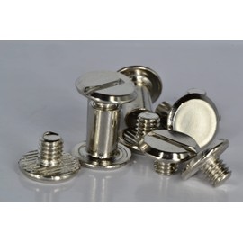 Q-tools® Book Screws 5 mm Silver | Pack of 10 | Button Rivets 5 mm / Leather Rivets Set / Belt Screws | Decorative Rivets, Screw Rivets | Connection Screws for Western Bridle, Bag Accessories for