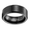 8mm Wedding Band for Men Black Tungsten Rings Engraved I
