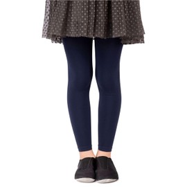 NOQ Girls Footless Tights Full Length Leggings Ankle-Length Skirt Tunic Dress School Dance Ballet Opaque Microfiber, Cosmos Blue