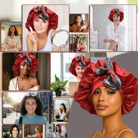Discover premium double layer silk satin sleeping bonnets designed for hair protection, moisture retention, and all-night comfort. Keep your hair healthy and frizz-free-red
