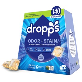 Dropps Odor & Stain Biobased Power Laundry Detergent Pods, Lavender Meadow(140 Count) - HE Compatible Laundry Pods for Fresh Clothes - Washing Detergent Soap Supplies & Recyclable Packaging