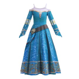 Lito Angels Lito Angels Prinzessin Merida Kleid Kostüm Verkleidung für Kinder Mädchen Größe 11-12 Jahre 152, Blau (Tag-Nummer 150)