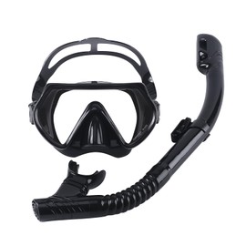 Schnorchelset Schnorcheln Set mit Anti-Fog Taucherbrille und Dry Schnorchel, Anti-Leck & Anti-Fog Tauchmaske, Professionelle Schnorchelmaske Tauchmaske aus Gehärtetem Glas für Schnorcheln (Schwarz)