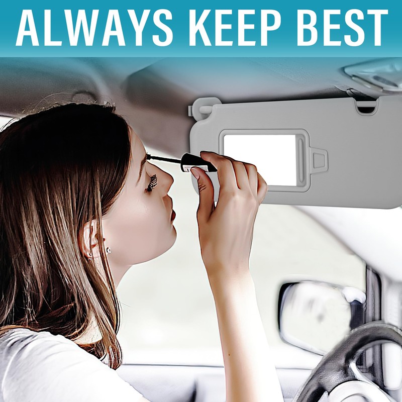 Grey Left Driver Side Sun Visor with Mirror Compatible with