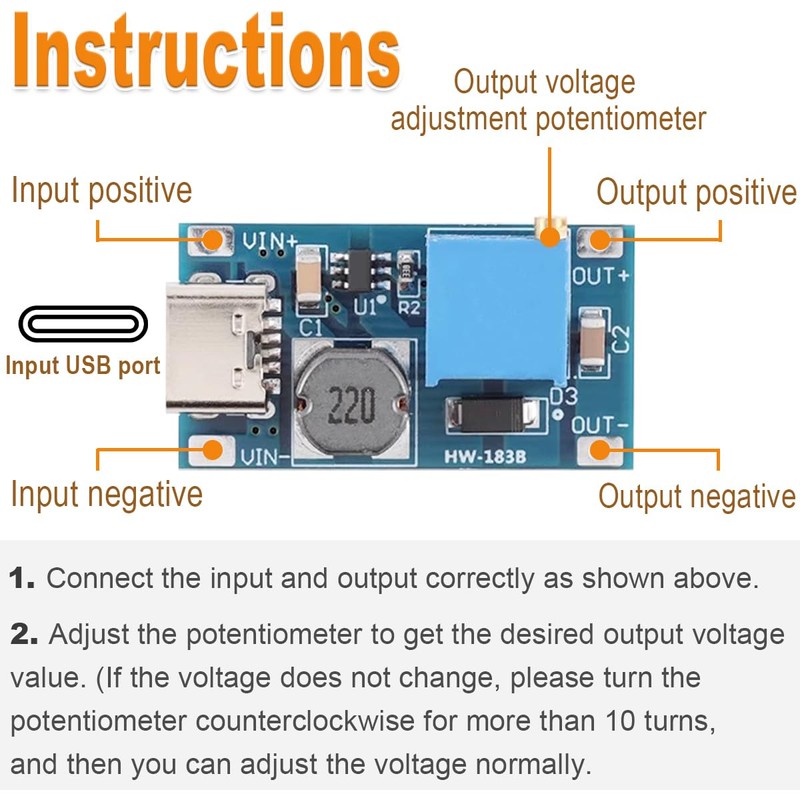 DAOKAI MT3608 Step up Converter Module 2V-24V to 5V-28V 2A
