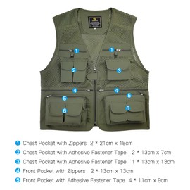Fishing Vest Breathable Fishing Travel Mesh Vest with Zipper Pockets Summer Work Vest for Outdoor Activities