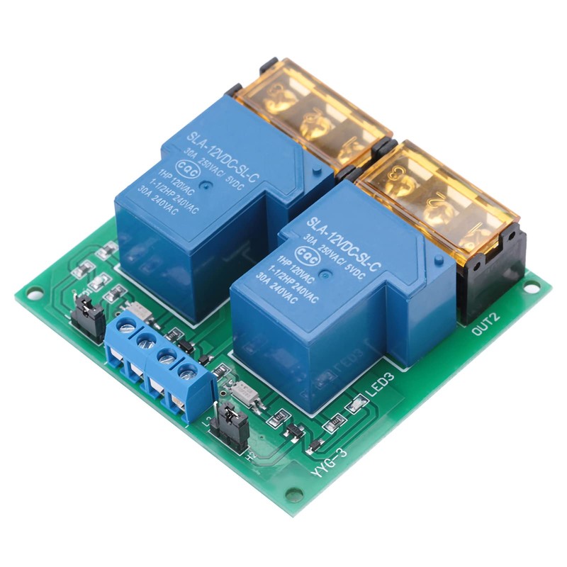 30A YYG-3 DC12V 2 Channel Relay Module Relay Switch, Two