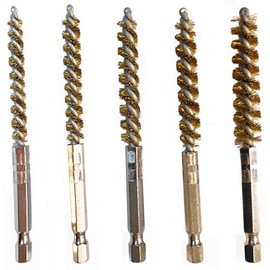 Brass Pipe Hole Barrel and Tube Brush 4'' Overall X 2'' Brush Part X 6MM Dia, 7MM Dia, 8MM Dia,9MM Dia, and 10MM Brush DIAMTER 5 Pieces Set