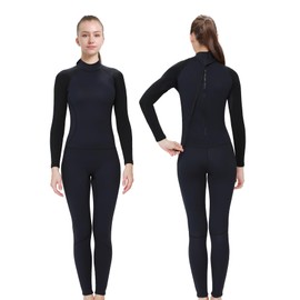 REALON Women's Mens Full Wetsuit 2mm Neoprene Back Zipper Swimming Surfing Diving Snorkeling Wet Suits Cold Water Long Sleeve Thermal Swimsuit