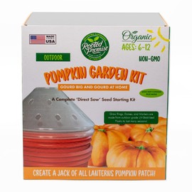 Kids Outdoor Pumpkin Garden Kit - Complete Kit for Growing Your Own Pumpkins from Seeds with Grow Rings and Greenhouse Germination Domes, Non-GMO Seeds, BPA-Free