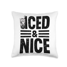 Iced and Nice Cold Brew Coffee Quote Iced Coffee Latte Throw Pillow