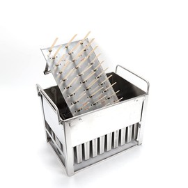 Stainless Steel Ice Cream Molds, Commercial Ice Pop Molds 30PCS Metal Ice Lolly Pops Molds Ice Cream Maker Mold Stick Holder with Lid Single Cup Capacity 112g-Round Head Plate