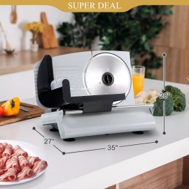 Segawe Electric Meat Slicer 7.5" Stainless Steel Blade Thickness Adjustable Meat Slicer
