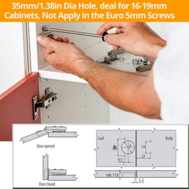 Neoteck Soft Close Cabinet Door Hinges 8 Pcs 110 Degree Steel Kitchen Cabinet Cupboard Door Hinge Slow Shut Clip-On Plate 35mm for Kitchen Cabinet Cupboard Wardrobe Door Automatic Hinges