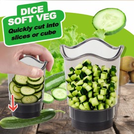 NOVANO Strawberry Slicer with Stainless Blades | Egg & Fruit Slicer Cup for Banana, Cucumber, Mushroom | ABS Detachable Kitchen Gadget - Precision Berry Cutter Tool