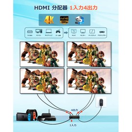 Chayoo HDMI Splitter, 1 Input, 4 Output, 4K, 60Hz, 1x2, HDMI Splitter, 4 Screens Simultaneously, HDMI Expansion, Audio Sync, 3D, 1080p, Multiple Screens Output Using 4 Ports Simultaneously, Easy
