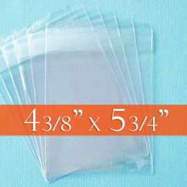 Unbranded/Generic 300 Clear Cello Bags, 4 3/8" x 5 3/4" for A2 Card Only, OPP Poly - Lip Adhesive