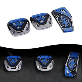 Flygun Pack-3 Car Pedals Set, Brake Pedal Cover, Accelerator Pedal Protector, Universal Automobile Modification Accessories, for Most Manual Cars, Trucks and Vans (Blue)