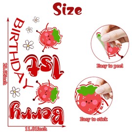 Berry 1st Birthday Wall Decal Strawberry Wall Decoration Berry Sweet One Birthday Backdrop Decoration