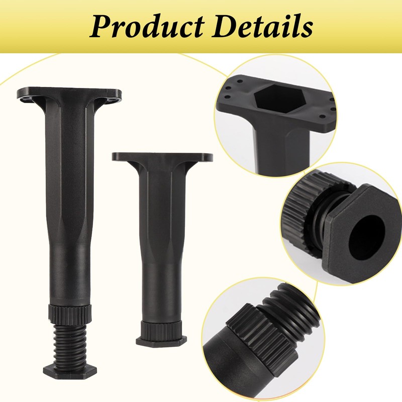 FINEPOTY Bed Legs, 2 PCS Adjustable Height Center Support Leg