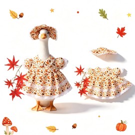 Porch Goose Fall Outfit | Thanksgiving Porch Goose Outfits for 23" | Autumn Geese Clothes Dress | Harvest Costume with Maple Leaf for Yard Lawn Outdoor Garden Patio Statue Holiday Decor (Maple Leaf)